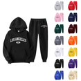 thumbnail image 1 of Mens Track Suits 2 Piece Set Los Angeles Hoodie and Jogger Sweatpants Matching Sweatsuit Lounge Set, 1 of 1