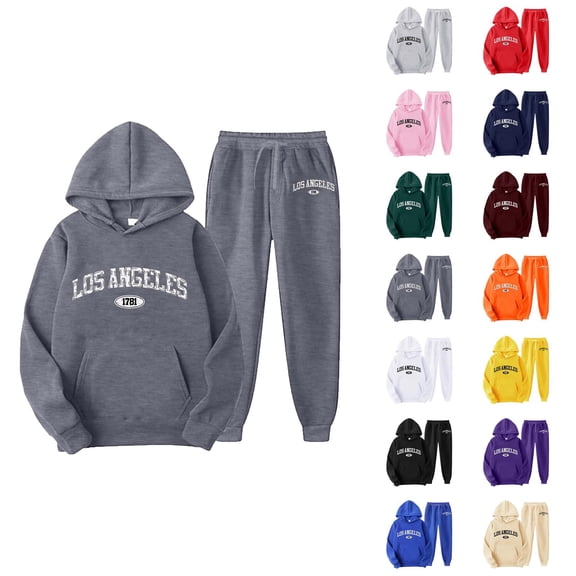 Mens Track Suits 2 Piece Set Los Angeles Hoodie and Jogger Sweatpants Matching Sweatsuit Lounge Set