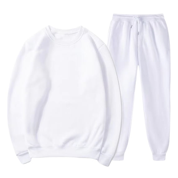 Mens Track Suits 2 Piece Set Solid Color Crewneck Pullover Sweatshirt and Jogger Sweatpants Athletic Workout Sets, L
