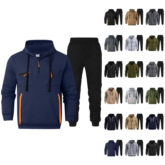 Mens Track Suits 2 Piece Set Tactical Zip Up Hoodie and Jogger Sweatpants Matching Sweatsuit Workout Lounge Set