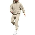thumbnail image 1 of Mens Track Suits 2 Piece Set Thermal Long Sleeve Sweatsuits Lightweight Athletic Men Sets Outfits Beige XL, 1 of 3