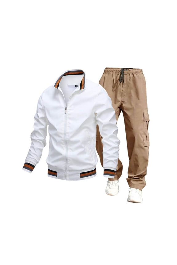 Mens Track Suits 2 Piece Set Zip Up Jacket and Elastic Waist Sweatpants Workout Athletic Clothes, M