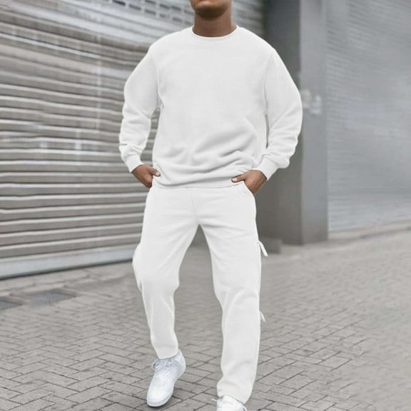 Mens Tracksuit 2 Piece Sweatsuit for Men Sweatsuits Long Sleeve Crewneck Pullover Active Jogging Sportswear Casual Running Jogging Sport Suit Sets