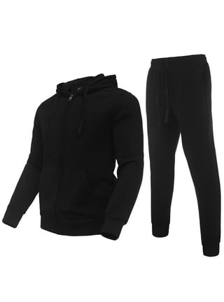 Mens Hooded Tracksuit Set,2 Piece Outfits Plain Warm Fleece Hoodie Jacket  and Pants Winter Sweatsuit Jogging Bottoms Sportswear Sports Suit with