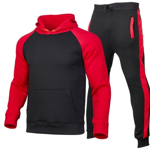 Mens Tracksuit 2 Piece Hoodie,Colorblock Mens Hoodie Sweatsuit Sets Jogging Suits Long Sleeve Pullover Hoodies Sets Workout Activewear 2024