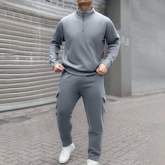 Mens Tracksuit - 2 Piece Sweatsuit for Men Quarter Zipper Sports Jogging Suits Sets Athletic Running Sweatsuits with Zip Pockets Jogging Athletic Suit Sets