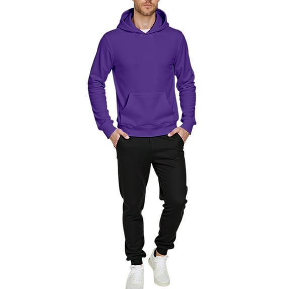 Mens Tracksuit - 2 Piece Sweatsuit for Men Sweatsuits Long Sleeve Crewneck Pullover Active Jogging Sportswear Jogging Athletic Suit Sets (Purple, XL)