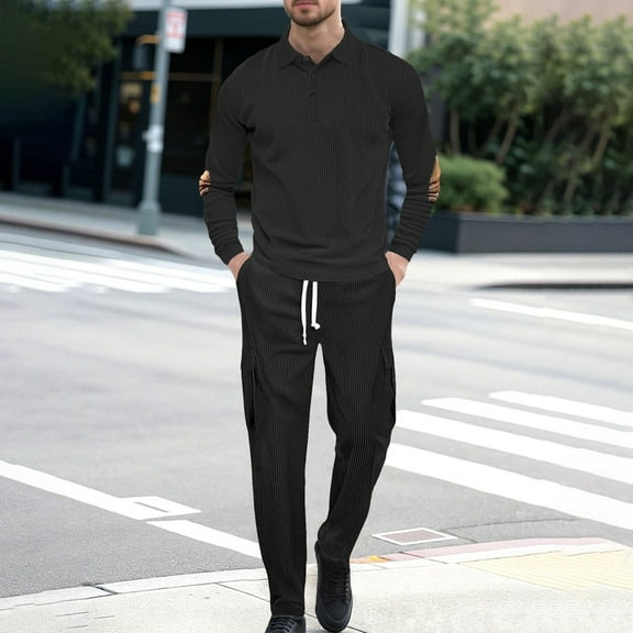 Mens Tracksuit - 2 Piece Sweatsuit for Men Sweatsuits Long Sleeve Crewneck Pullover Active Jogging Sportswear Track Suit for Jogging or Warm Up