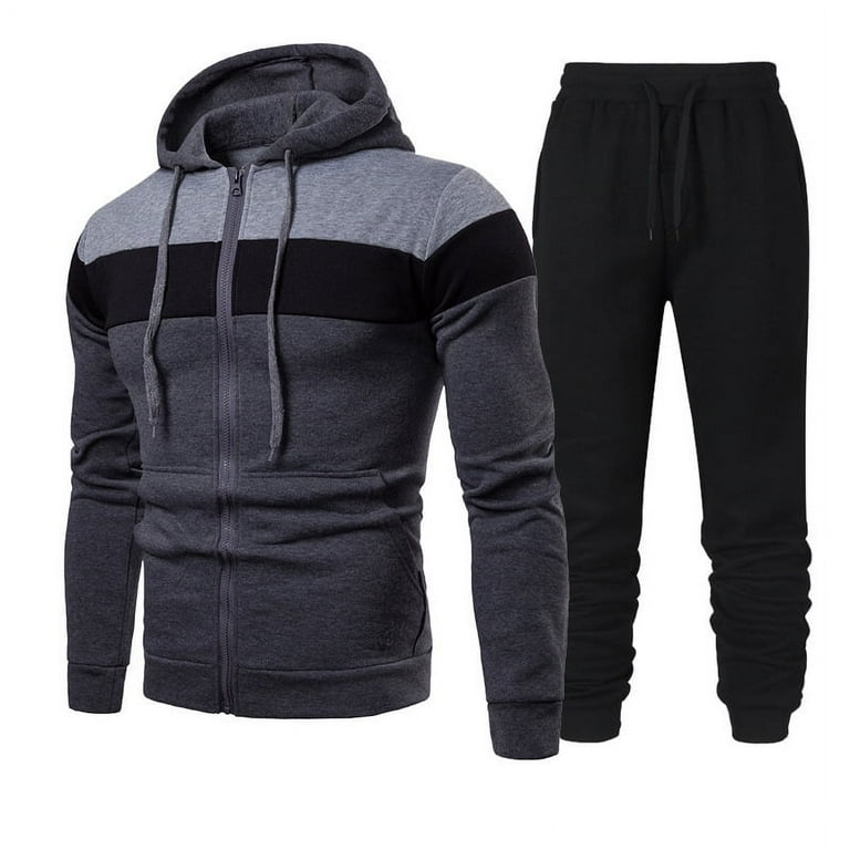 Mens Tracksuit Full Zip Sweatshirt and Joggers Color Block