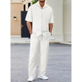 thumbnail image 1 of Mens Tracksuit Polo Shirt Set 2 Piece Suit Button Short Sleeve Beach Joggers Gym Top Casual Sport Sweat Activewear White XL, 1 of 6