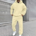 thumbnail image 1 of Mens Tracksuit Set Long Sleeve Hooded Sweatshirt and Sweatpants Joggers Set 2 Piece Sweatsuits for Men Hooded Gym Sweatsuits Plain Yoga Pants Outfit Casual Athletic Sets Khaki M, 1 of 7