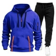 thumbnail image 1 of Mens Tracksuit Sets Zip Jogging Sports Gym Suit 2 Piece Athletic Contrast Sweat Suits with Hoodie Blue XL, 1 of 2