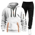 thumbnail image 1 of Mens Tracksuit Sets Zip Jogging Sports Gym Suit 2 Piece Athletic Contrast Sweat Suits with Hoodie White XXL, 1 of 2