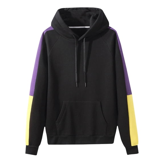Mens Tracksuit Sweatshirt Color Block Hooded Sweatshirt Sports Fall Winter Raglan Long Sleeve Hoodie Jogging Pullover