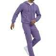 thumbnail image 1 of Mens Tracksuit, Track Jackets and Pants 2 Piece Outfit Mens Hoodie Sweatsuit Full-Zip Fleece Jogger Set (Light Purple, M), 1 of 8