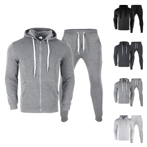 Mens Tracksuits 2025 Fall Winter Long Sleeve Zip Up Hoodie and Sweatpants Joggers Set Plain Tracksuit