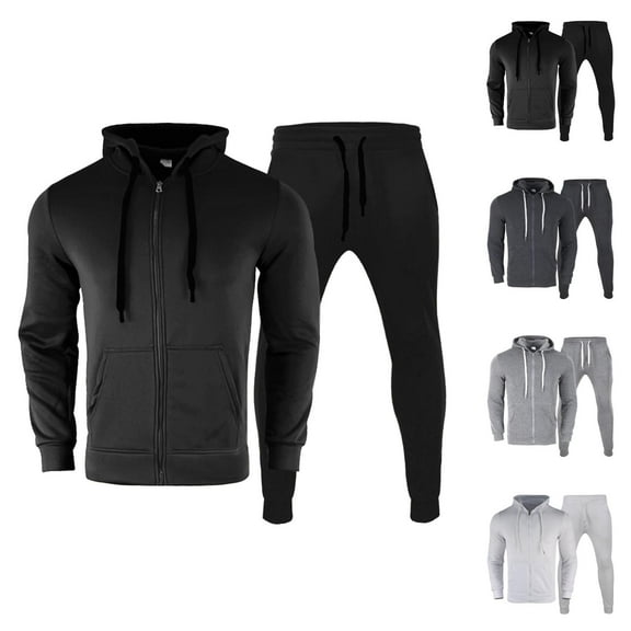 Mens Tracksuits 2025 Fall Winter Long Sleeve Zip Up Hoodie and Sweatpants Joggers Set Plain Tracksuit