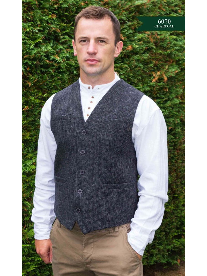 Mens Traditional Adult Irish Vest by Celtic Clothing, Gray, Medium