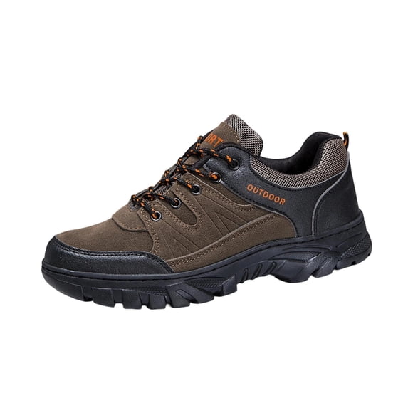 Mens Trail Hiking Shoes Non-Slip Water Resistant PU Faux Leather Breathable Lightweight Sneakers All Terrain Brown,Size 7