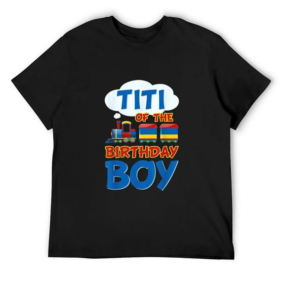 Mens Train Bday Railroad Titi Of The Birthday Boy Theme Party T-Shirt Black