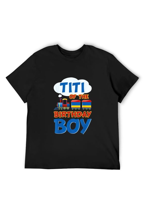 Mens Train Bday Railroad Titi Of The Birthday Boy Theme Party T-Shirt Black