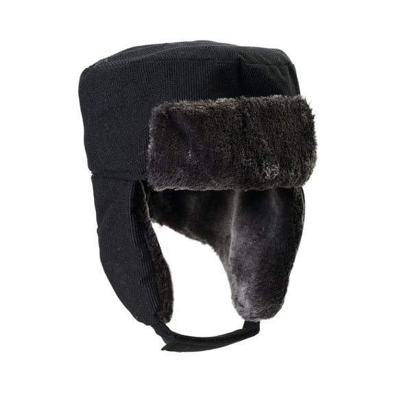 Mens Trapper Hats For Winter - Ushanka Faux Fur Tooper Cap, 2 PC Black Corduroy