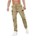 thumbnail image 1 of Mens Travel Cargo Pants Hiking Multi-Pockets Drawstring Elastic Waist Solid Color Trousers Fathers Gift, 1 of 7