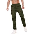 thumbnail image 1 of Mens Travel Cargo Pants Hiking Multi-Pockets Drawstring Elastic Waist Solid Color Trousers Fathers Gift, 1 of 7