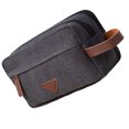 Mens Travel Toiletry Bag Canvas Leather Cosmetic Makeup Organizer