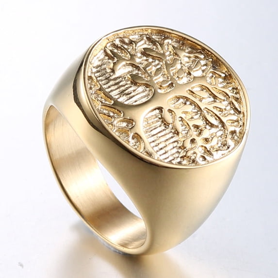 Mens Tree Of Life Ring Geometric Titanium Steel Jewelry Gift For Him Punk Fashion Accessory Retro Style Accent
