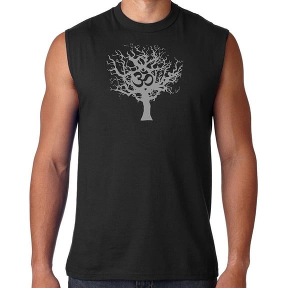 Mens Tree of Life Muscle Yoga Tee - Small, Black