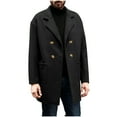 thumbnail image 1 of Mens Trench Coat Double Breasted Mid Long Woolen Jackets Notched Lapel Collar Fashion Casual Dress Pea Coat (S, Black), 1 of 7