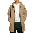 thumbnail image 1 of Mens Trench Coat Hoodie Long Jacket Full Zip Winter Business Overcoat Flannel Fleece Tunic Sweatshirt with Pockets, 1 of 7