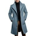 thumbnail image 1 of Mens Trench Coat Long Casual Single Brested Overcoat Winter Notched Collar Wool Blend Pea coat With Pockets, 1 of 6