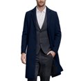 thumbnail image 1 of Mens Trench Coat Long Coats Winter Overcoat with Notched Lapel, Warm Windproof Topcoat for Fall Winter Casual Wear 1 Pcs Navy L, 1 of 3