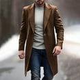 thumbnail image 1 of Mens Trench Coat Notched Collar Winter Coat with Pockets Slim Fitting Dressy Casual Long Overcoat with Pockets Coffee M, 1 of 7