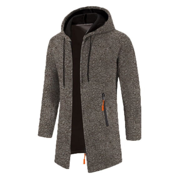 Mens Trench Coat Slim Fit Hoodie Long Jacket Lightweigh Full Zip Winter Classic Business Overcoat