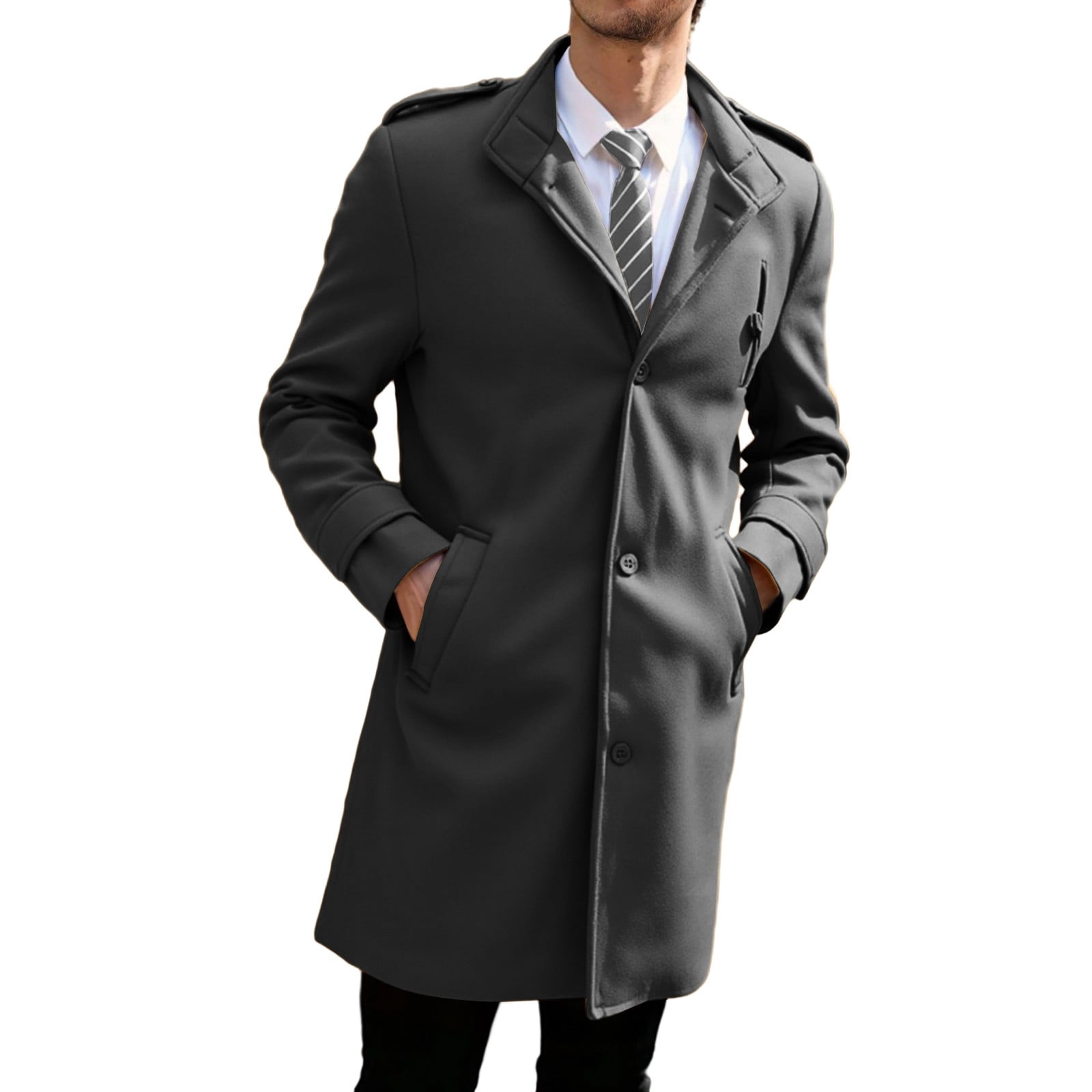ジャケット・アウター 1/f clothing DOWN OVER COAT 01 Mens Trench Coat Slim Fit Notched Collar Jacket Fall Winter Wool