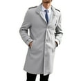 thumbnail image 1 of Mens Trench Coat Slim Fit Notched Collar Jacket Fall Winter Wool Trench Coat Men Warm Soft Overcoat Windbreaker Casual Jacket, Z03 Grey, Size M, 1 of 5