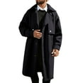 thumbnail image 1 of Mens Trench Coat Slim Fit Notched Collar Jacket Fall Winter Wool Trench Coat Men Warm Soft Overcoat Windbreaker Casual Jacket, Z09 Black, Size M, 1 of 6