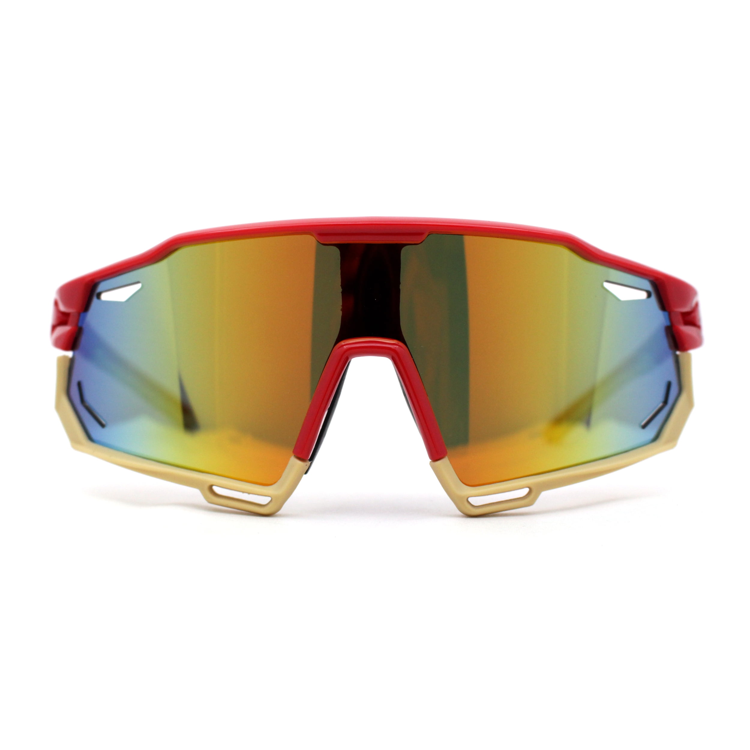 Futuristic Unisex Red and Orange Sunglasses 80s Retro Wrap Around One Piece Futuristic Sunglasses D305  main image 3
