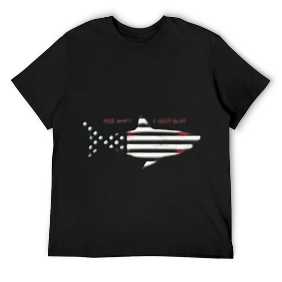 Mens Trendy Ocean & Coast Fishing Patriotic Flag T-Shirt Black 3XL