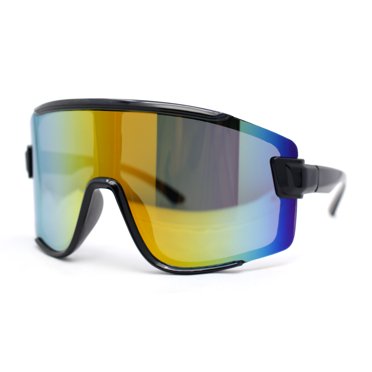 Kush Mens Oversized Rectangular Sport Sunglasses – Mirror Lens Polycarbonate UV400