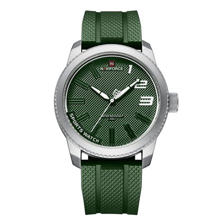 Mens Trendy Quartz Watch with Large Bold Dial, Silicone Band, Round Case, 46mm Diameter, Quartz Movement