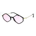 thumbnail image 1 of Mens Trendy Retro Hippie Color Lens Diamond Shape Sunglasses Pink, 1 of 4