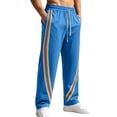 thumbnail image 1 of Mens Trendy Striped Sweatpants Flowy Wide Leg Pants Running Workout Casual Light Blue M, 1 of 6