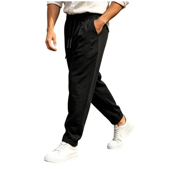 Mens Trendy Wide Leg Sweatpants Elastic Waist Loose Track Pants Lightweight Casual Outdoors Black XS