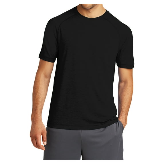 Mens Tri-Blend Wicking Polyester/Cotton/Rayon Raglan Tee Black Triad Solid X-Large
