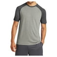 thumbnail image 1 of Mens Tri-Blend Wicking Polyester/Cotton/Rayon Raglan Tee Dark Grey Heather/ Light Grey Heather Large, 1 of 8