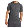 thumbnail image 1 of Mens Tri-Blend Wicking Polyester/Cotton/Rayon Raglan Tee Dark Grey Heather Small, 1 of 6
